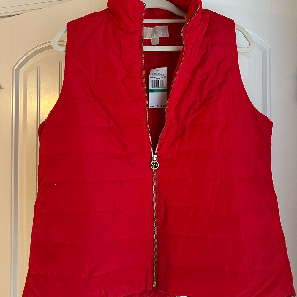 Michael Kors Vibrant Red Quilted Vest